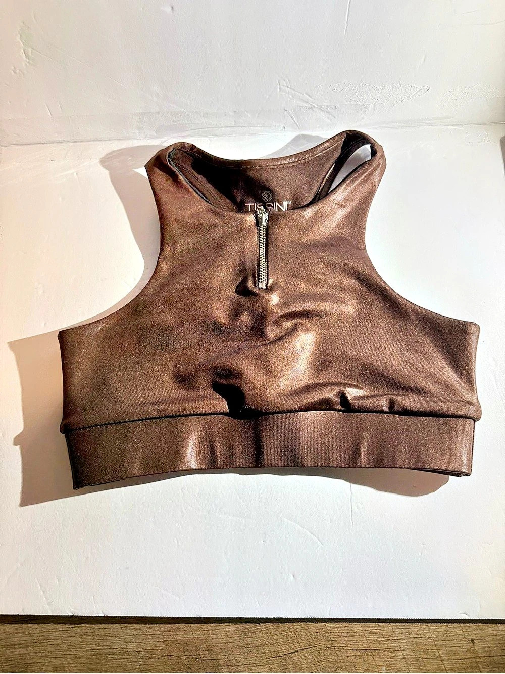 Tissini Genesis Chocolate Brown Sports Bra Top Size S NWT